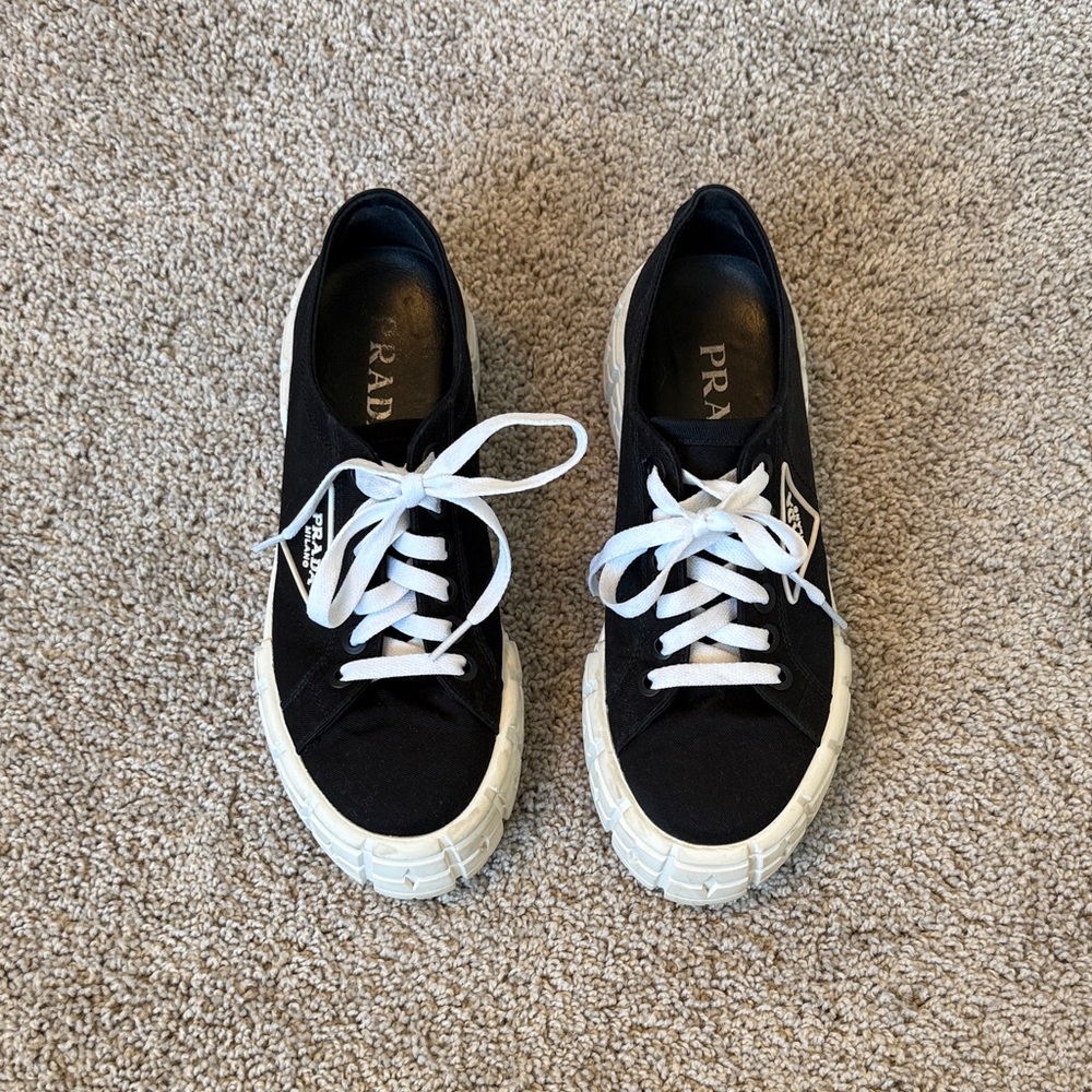 Prada Monochrome Lace-Up Sneakers
